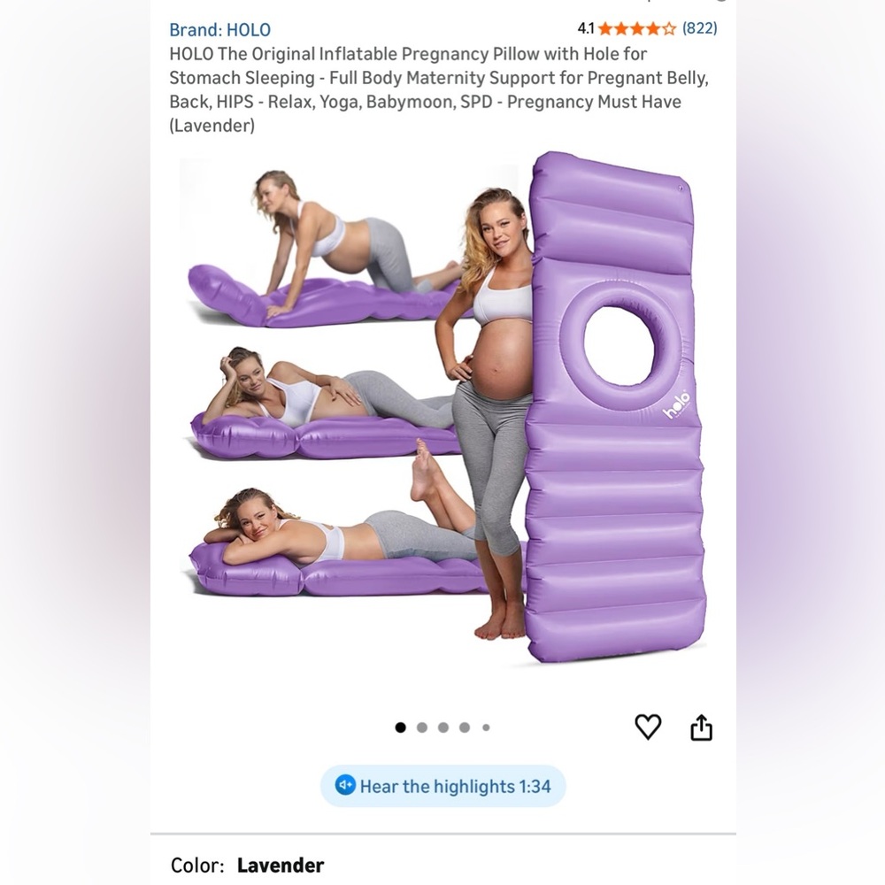 NIB Halo Lavender Inflatable Pregnancy Support Floatie